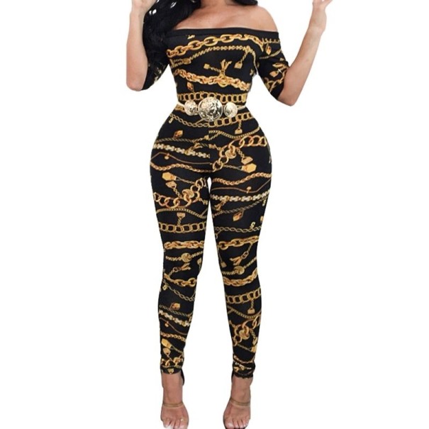 Dames jumpsuit met kettingen XL