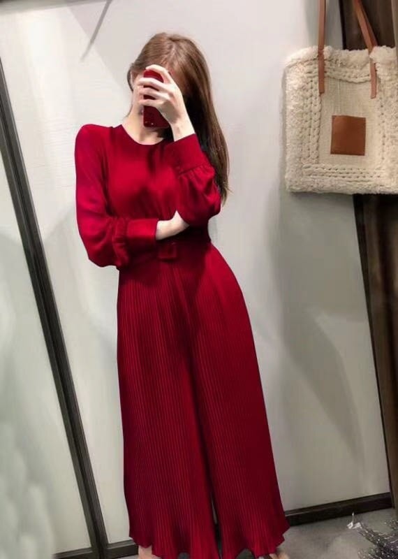 Dames jumpsuit met lange mouwen B861 rood M
