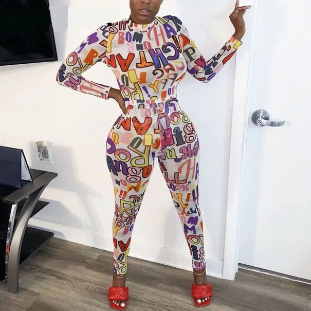 Dames jumpsuit met letters wit M
