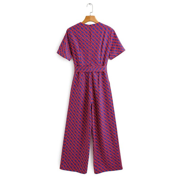 Dames jumpsuit met patroon en bies