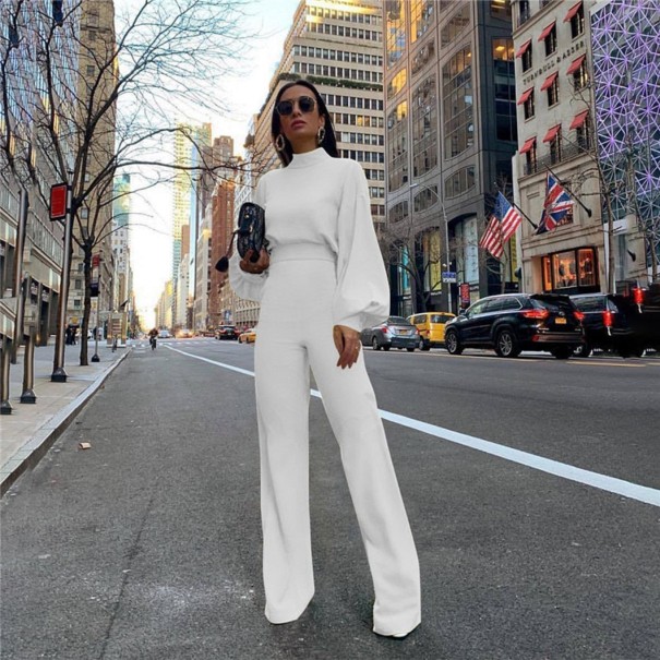 Dames jumpsuit met pofmouwen A2159 wit M