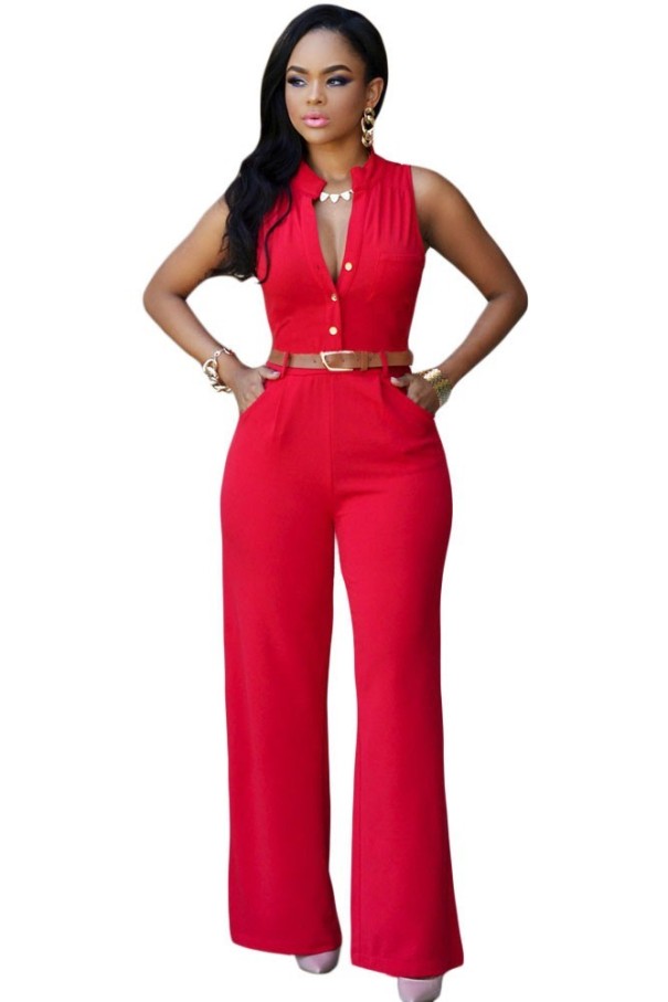Dames jumpsuit met riem -J551 XL 8