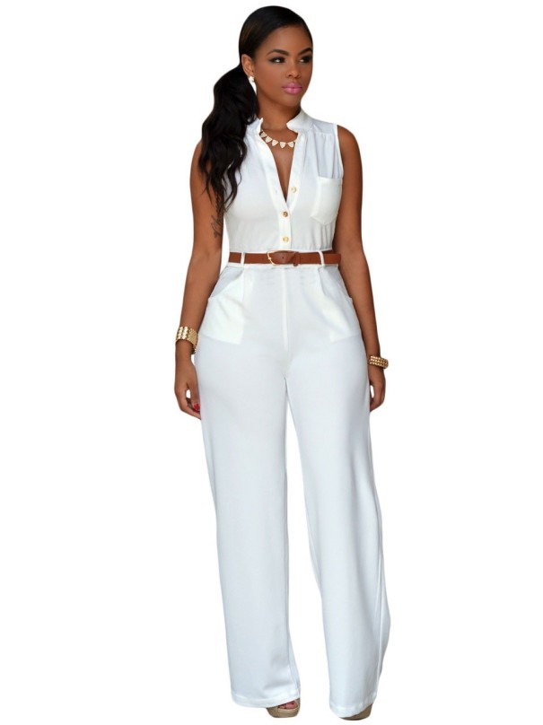 Dames jumpsuit met riem -J551 S 3