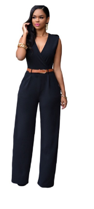 Dames jumpsuit met riem -J551 XL 17