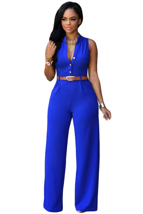 Dames jumpsuit met riem -J551 XL 4