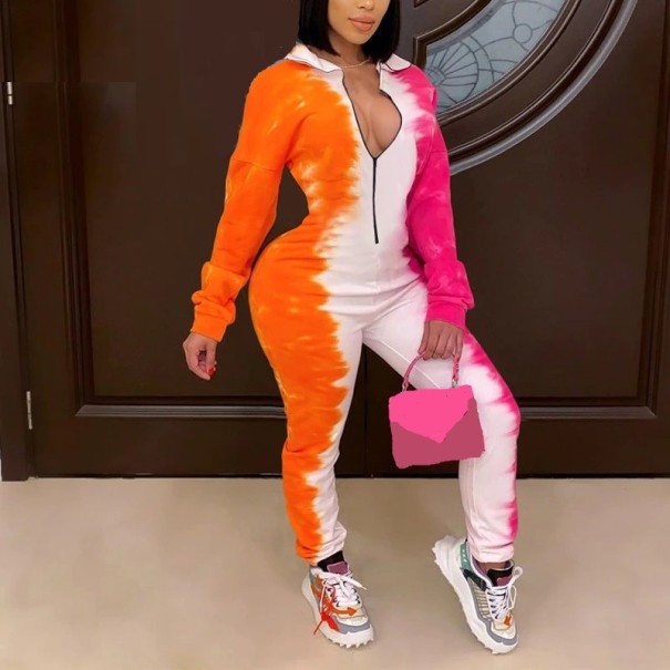 Dames jumpsuit met rits B850 oranje XS