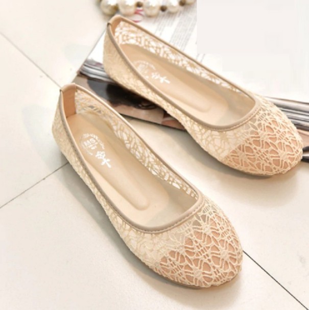 Dames kant ballerina&#39;s J1114 crème 40