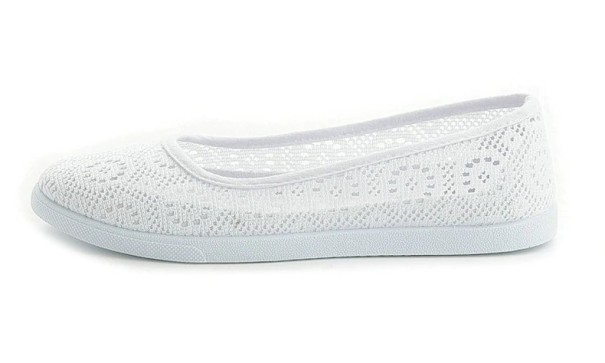 Dames kant ballerina&#39;s - Wit 40