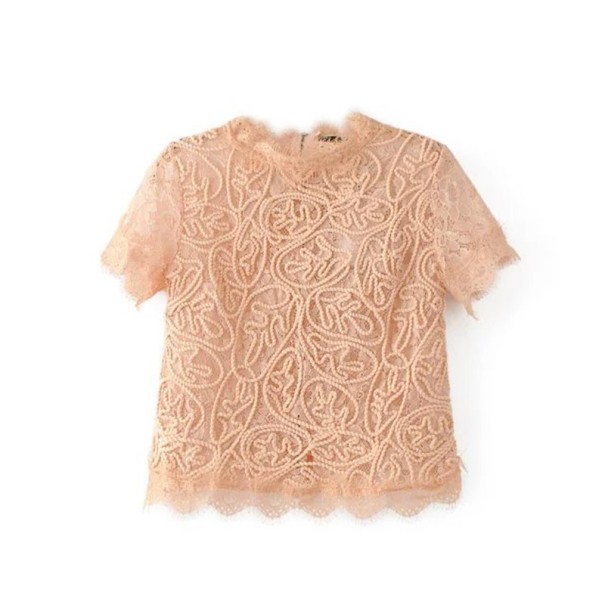 Dames kanten blouse Amelia lichtroze L