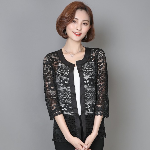 Dames kanten blouse Bibiana zwart 3XL