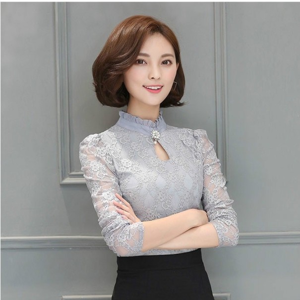 Dames kanten blouse Malena grijs L