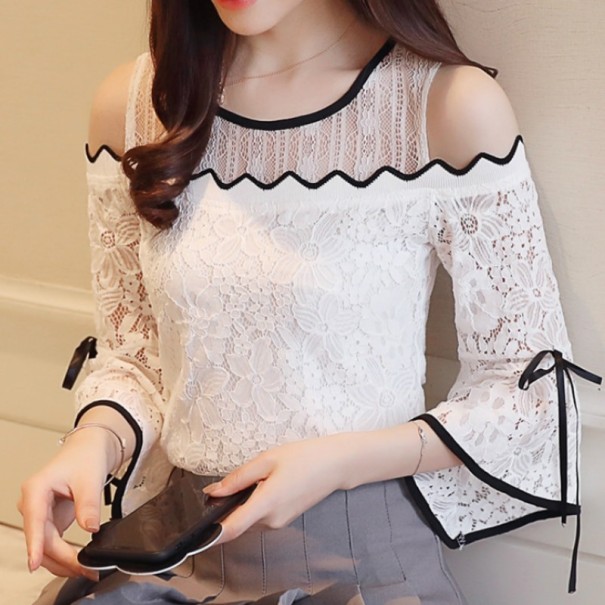 Dames kanten blouse Margarita wit L