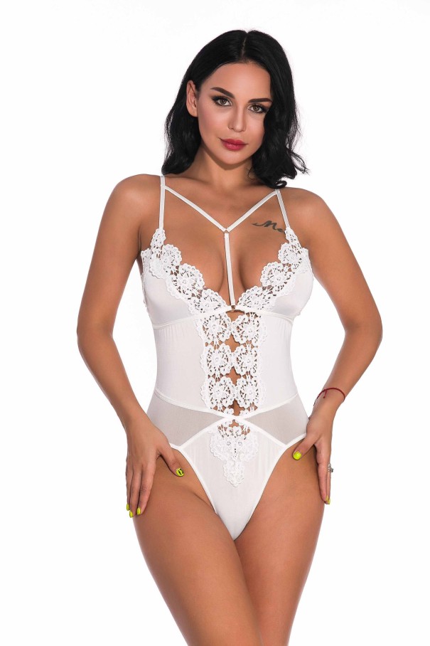 Dames kanten body B721 wit L