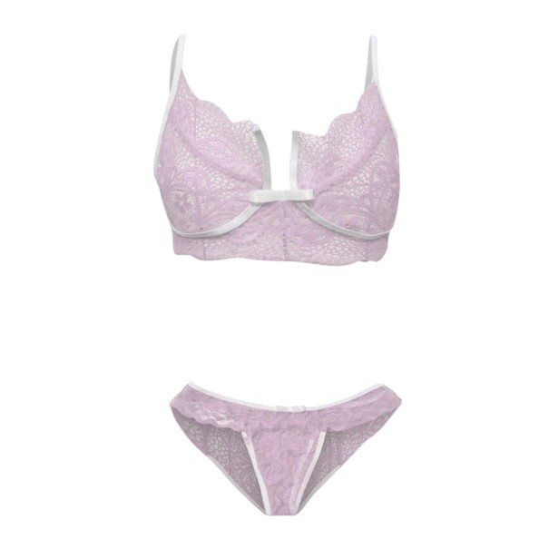 Dames kanten set - bh en slip P709 roze S