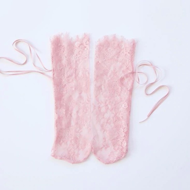 Dames kanten sokken A432 roze