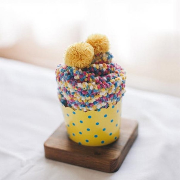 Dames katoenen sokken met pompons geel