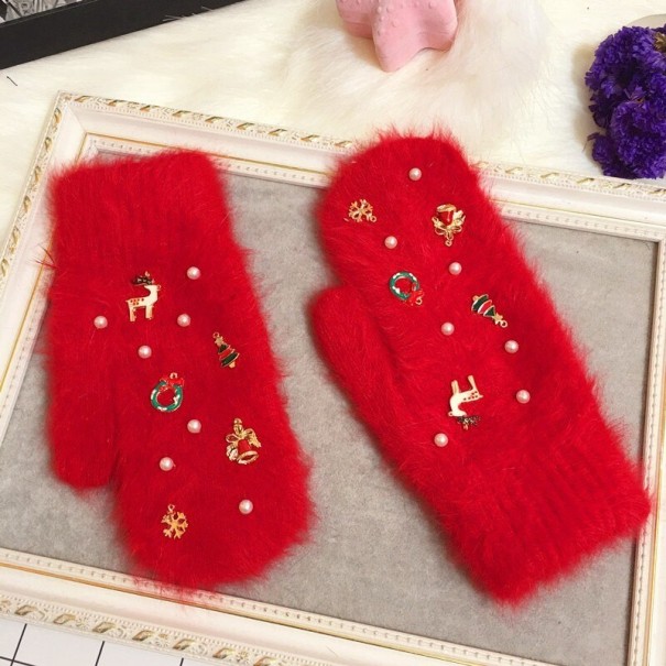 Dames kerst wanten rood