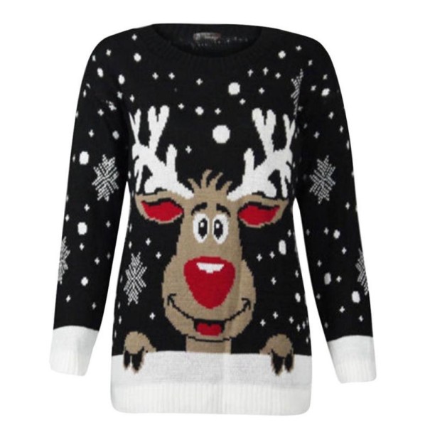 Dames kersttrui met rendier J1227 zwart