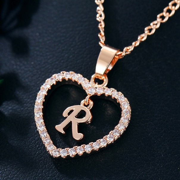 Dames ketting letter in hart R
