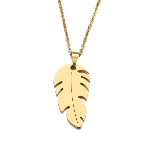 Dames ketting met blad D354 goud