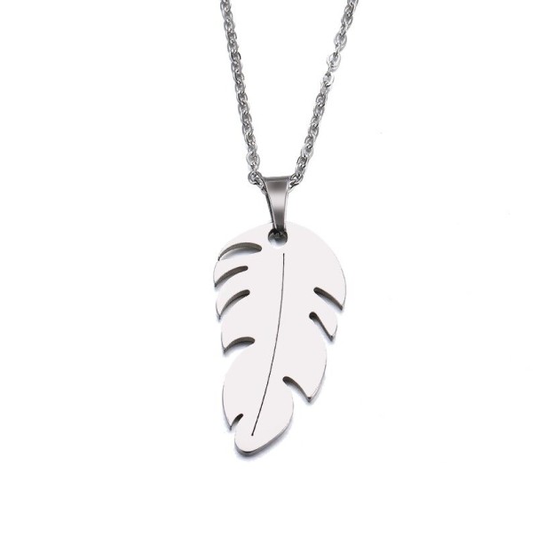 Dames ketting met blad D354 zilver