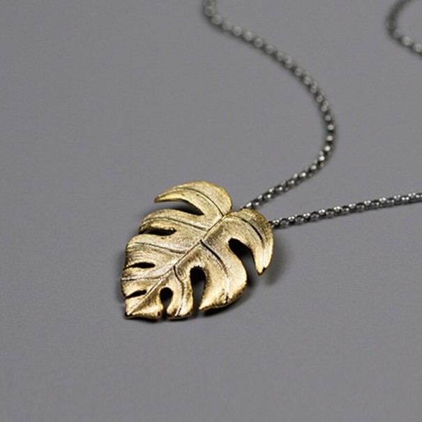 Dames ketting met blad D542 goud