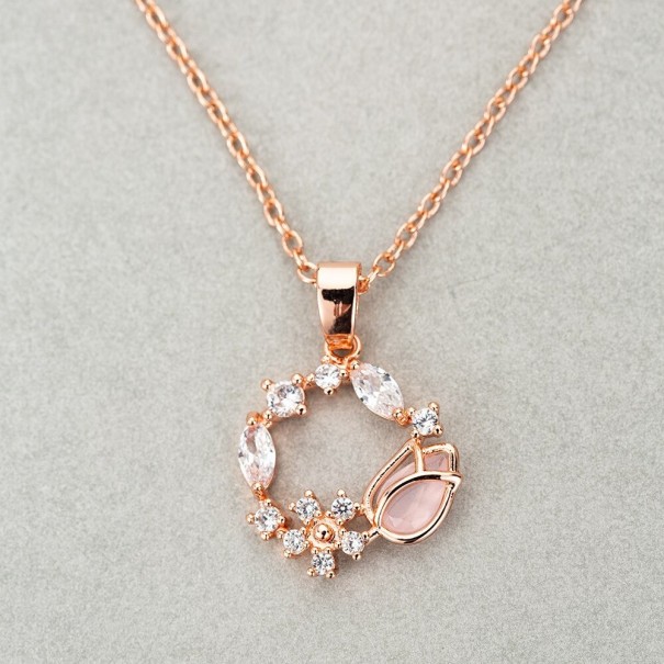 Dames ketting met bloem D287
