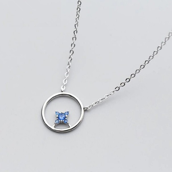 Dames ketting met cirkel G645 zilver