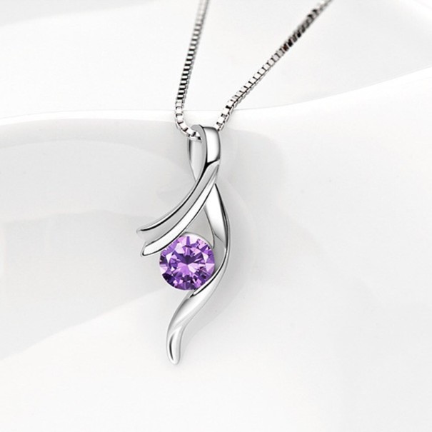 Dames ketting met hanger D523 paars