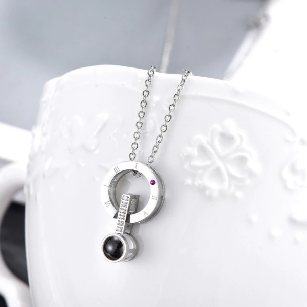 Dames ketting met hanger D53 zilver