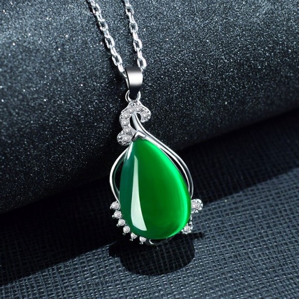 Dames ketting met hanger D780 groen