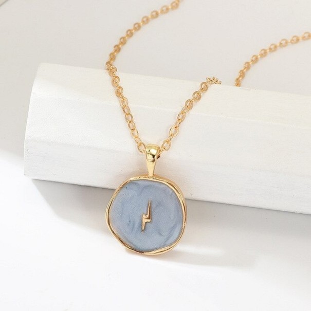 Dames ketting met hanger G733 lichtblauw