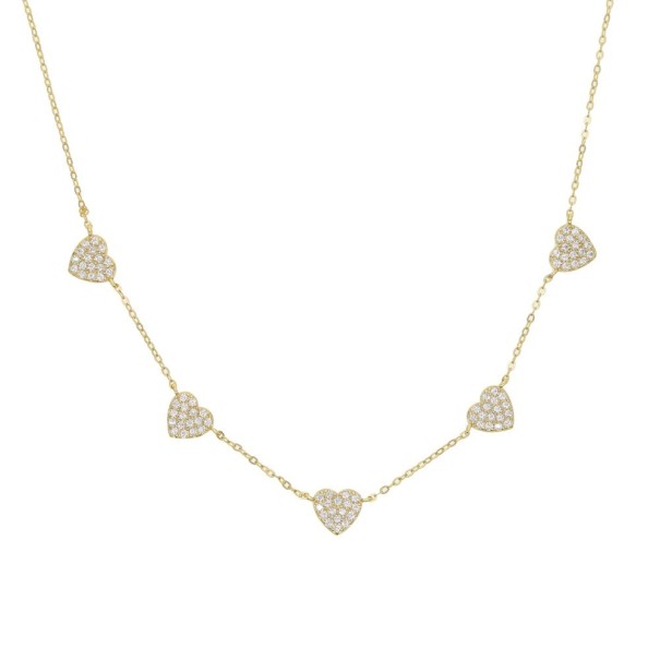 Dames ketting met hartjes G589 goud