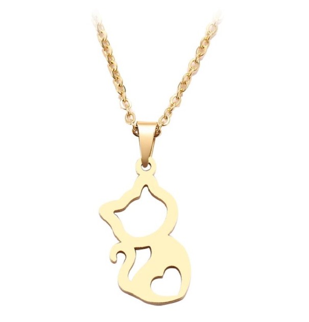 Dames ketting met kat D334 goud