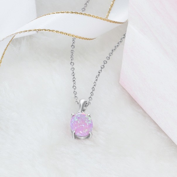 Dames ketting met opaal roze