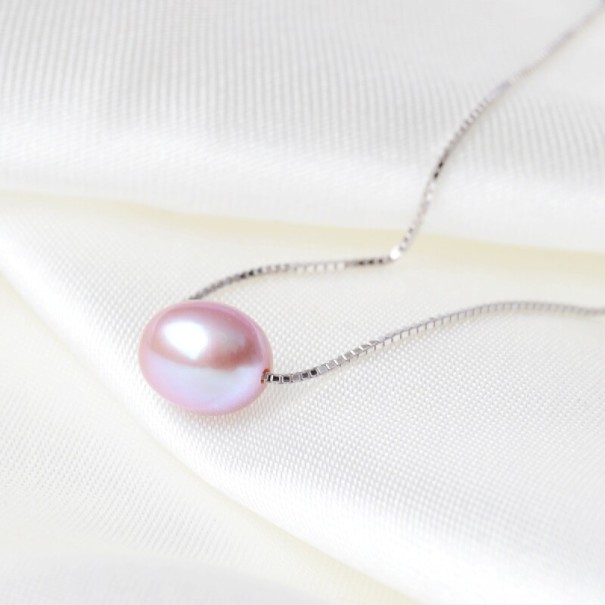 Dames ketting met parel M30 paars 40 cm