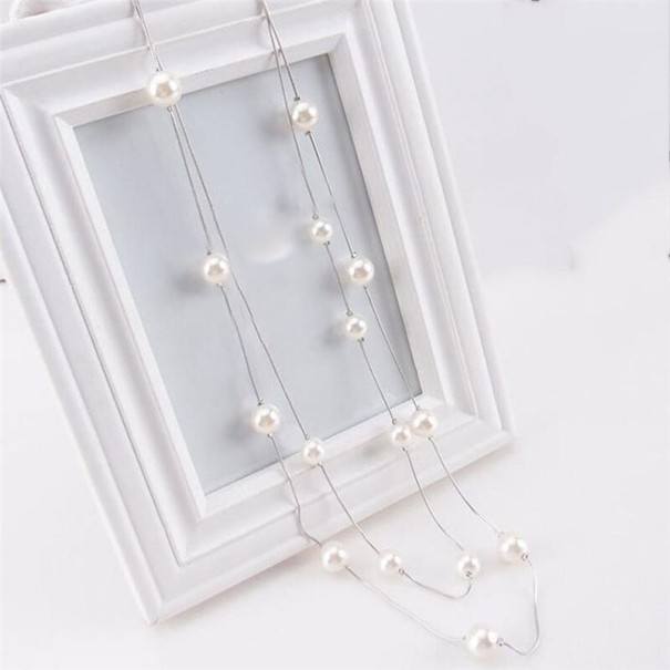 Dames ketting met parels M64 zilver