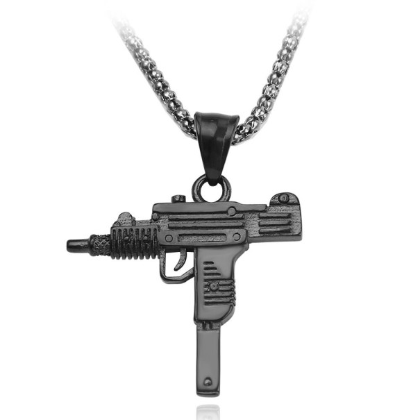 Dames ketting met pistool hanger G834 zwart