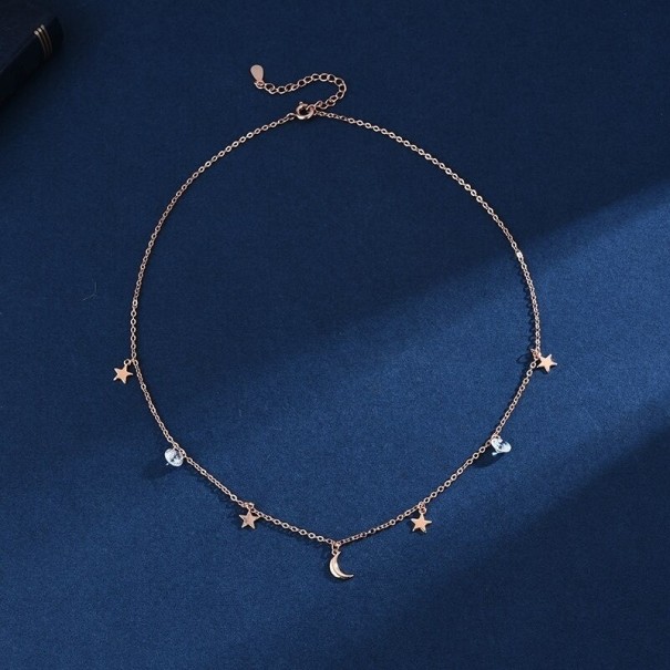 Dames ketting met sterren D527 oudroze