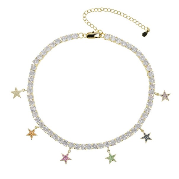 Dames ketting met sterren G795 goud