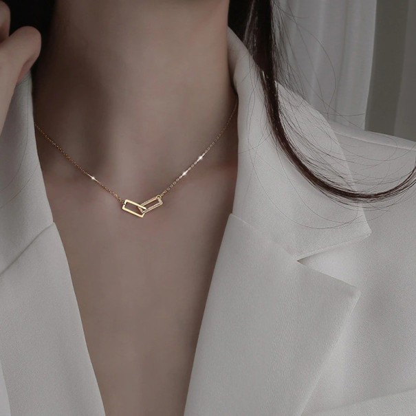Dames ketting met verbonden hanger D405 goud 1