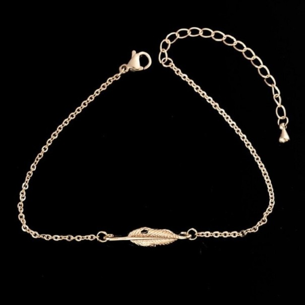 Dames kettingarmband blad A1707 oudroze