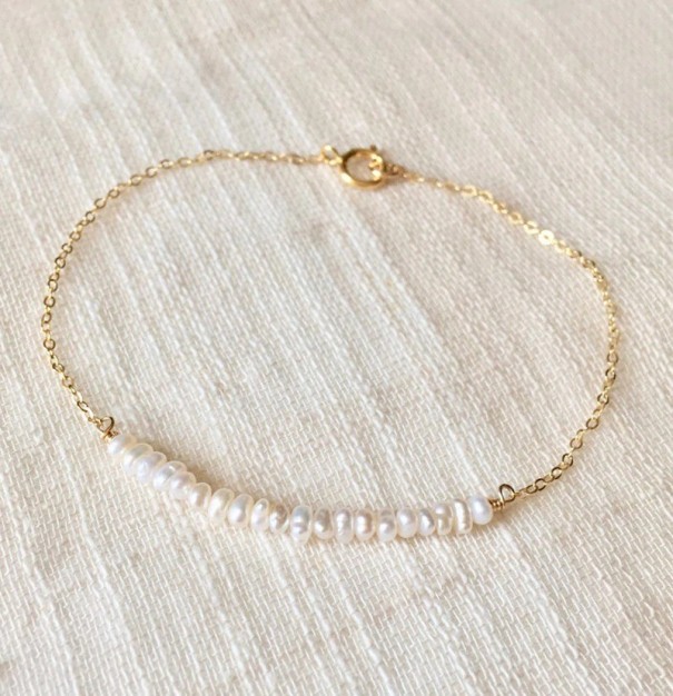 Dames kettingarmband met parels H105 zilver 16 cm