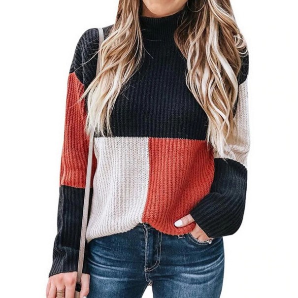 Dames kleurrijke trui A2271 zwart XL