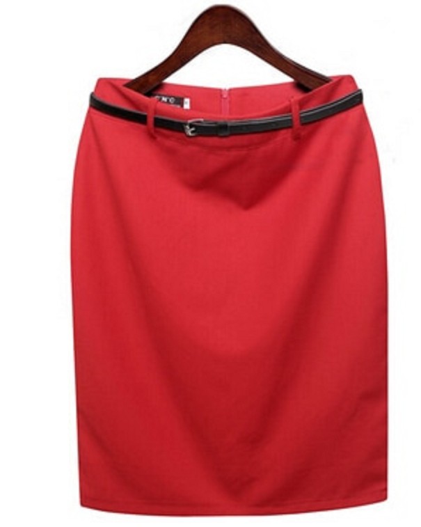 Dames kokerrok met riem A1900 rood L