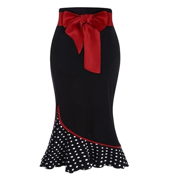 Dames kokerrok met ruche en strik M