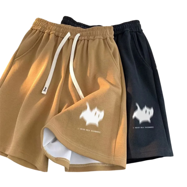 Dames korte broek Hoge taille Touwtje Vrije snit Kattenprint Katoen Polyester Effen Zomer comfortabele shorts oranje XL