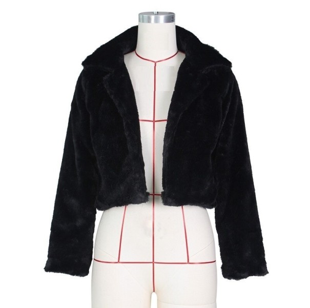 Dames korte imitatiebontjas P1650 zwart XL