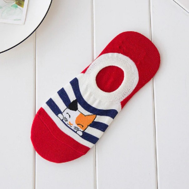 Dames korte sokken - Katten rood