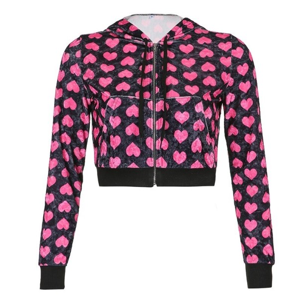 Dames korte sweatshirt P1475 zwart XS